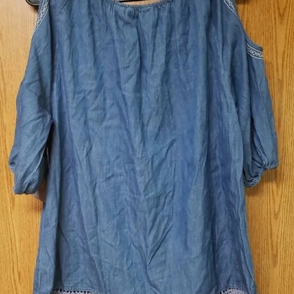 River & Rose Women's Blue 3/4 Sleeve Boho Blouse Sz Medium NWT - Picture 7 of 7